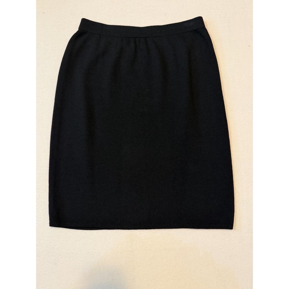 ST. JOHN COLLECTION Black Pull On Santana Knit Pencil Skirt Women sz.16 USA